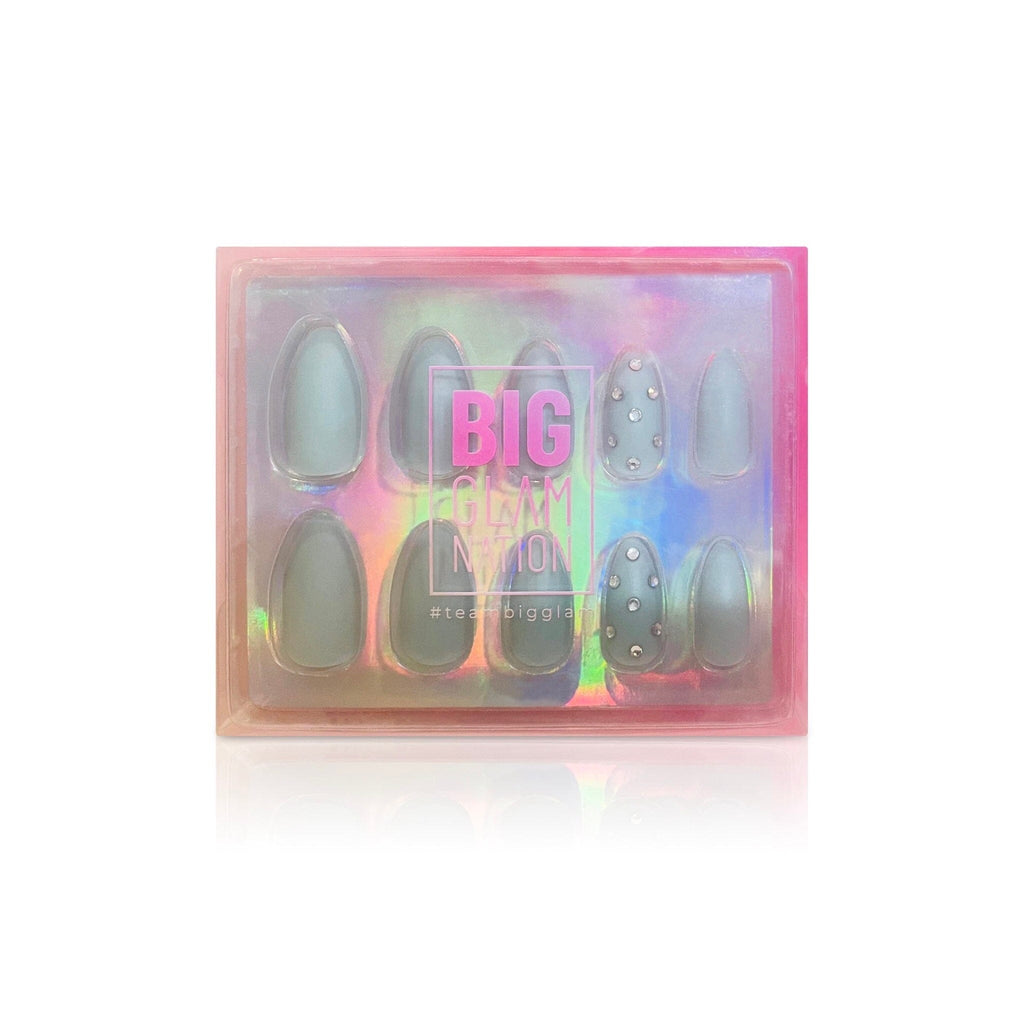 Press on nails in Big Glam Nation Bejeweled shown in branded packaging.