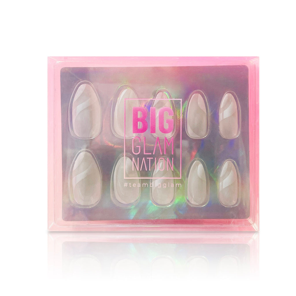 Big Glam Nation press on nails are shown in their branded packaging against a white background.