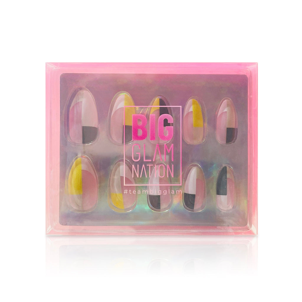 Big Glam Nation press on nails are shown in their branded packaging against a white background.