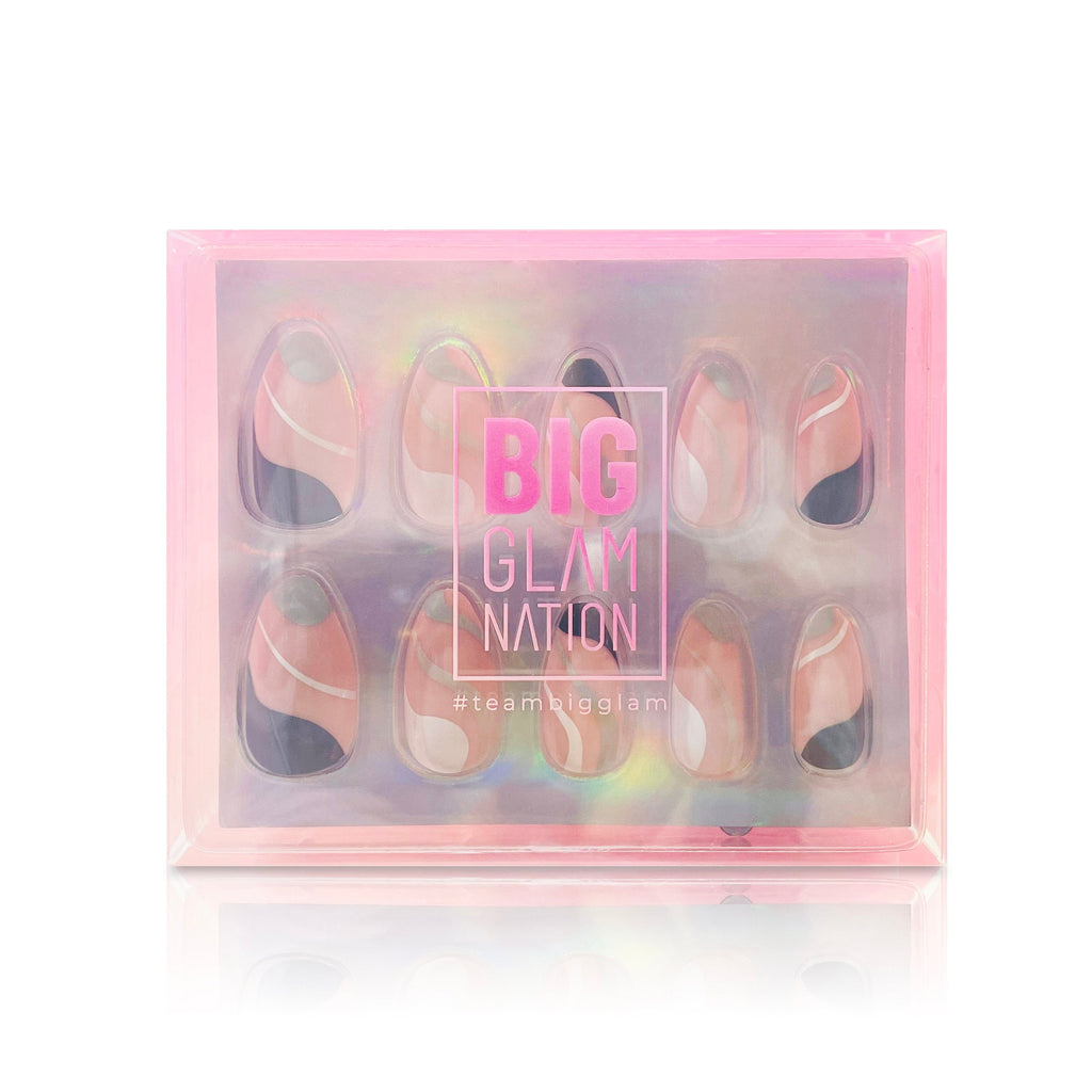 Big Glam Nation press on nails are shown in their branded packaging against a white background.