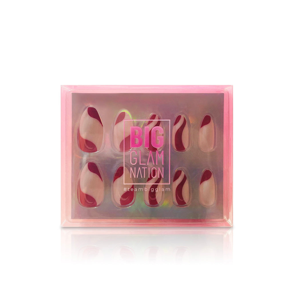 Big Glam Nation false nails are photographed in packaging against white background.